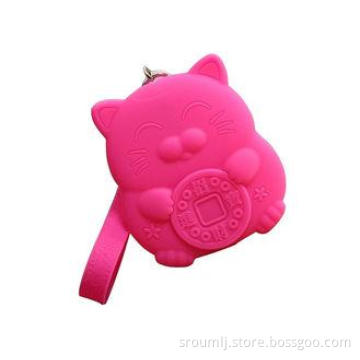 Candy Color Silicone Coin Purse / Car Key Bag Fortune Cat C